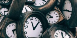 brown-and-white clocks